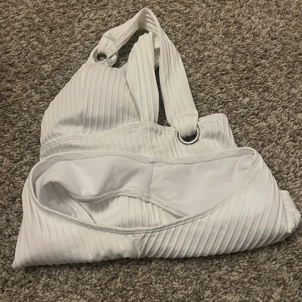 White Ribbed One-Piece Swimsuit - Picture 4 of 4